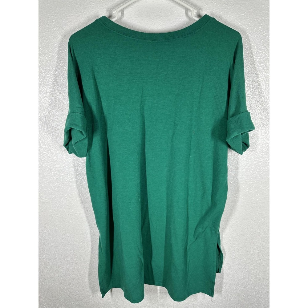 Zenana Premium Shirt Womens Small Green Scoop Neck Short Sleeve Tunic Top - Picture 2 of 6